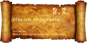 Ulbrich Krisztofer névjegykártya